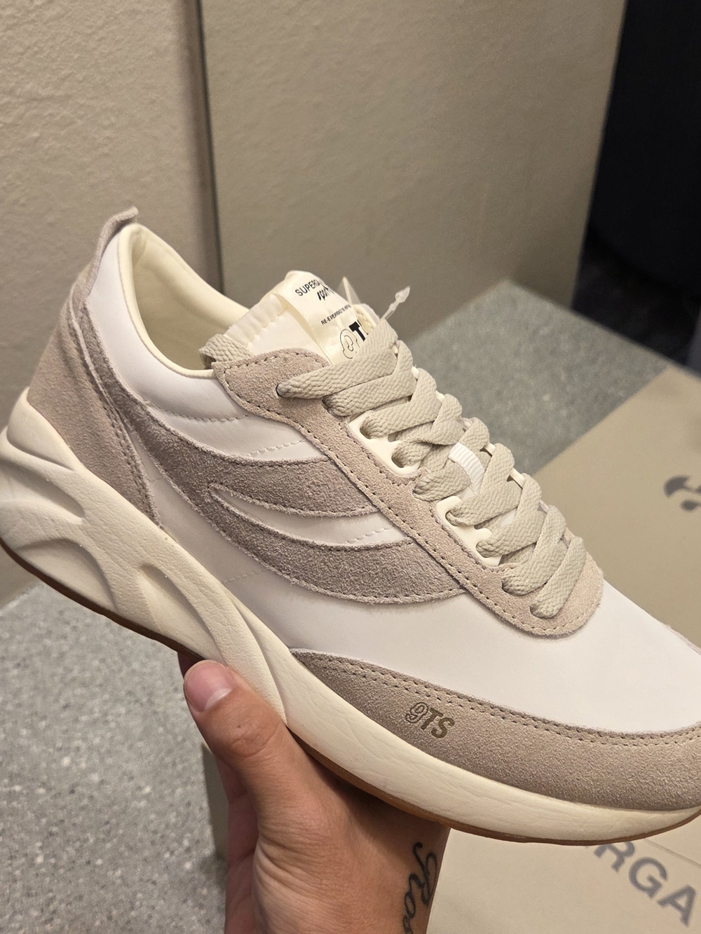 Superga 9TS Low-Top Sneakers in Cream and White